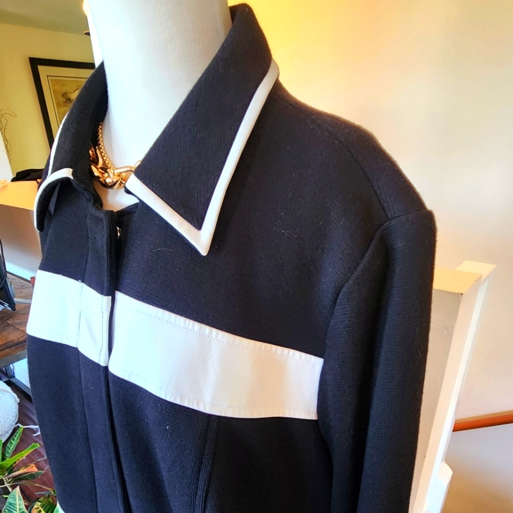 INC BLK WHT Striped Peacoat 2X - Picture 5 of 12